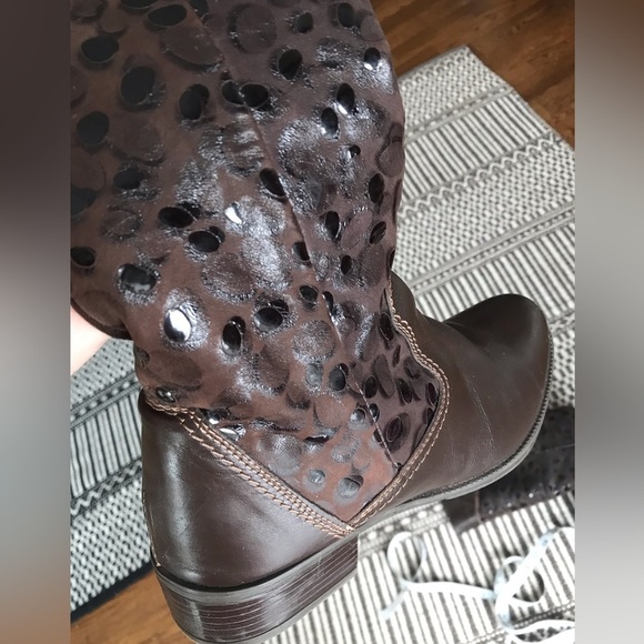 Sz 7🌹Leather Shearling Tall Boots Marelbo - Picture 3 of 16